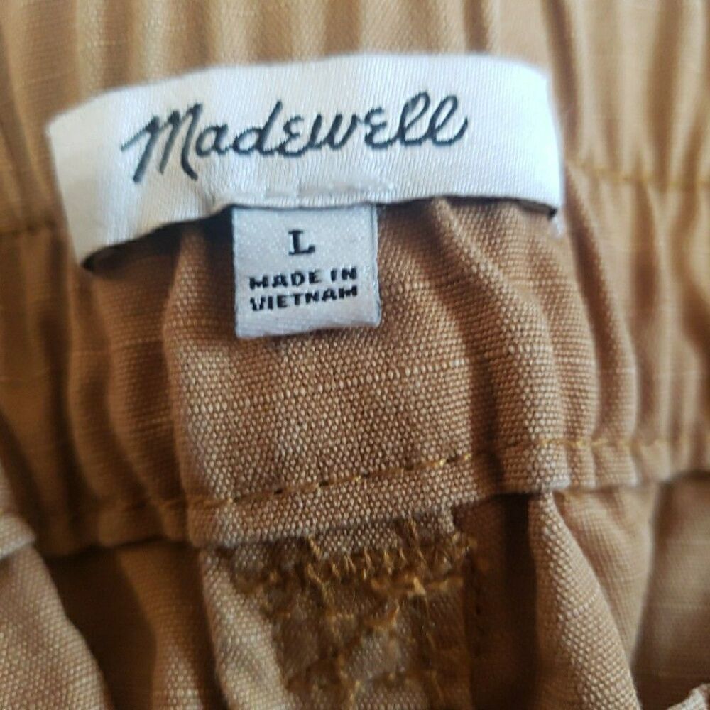 Madewell Cotton Ripstop Pull-On Straight Cargo Pants Toffee Yellow Womens Size L - Picture 2 of 9
